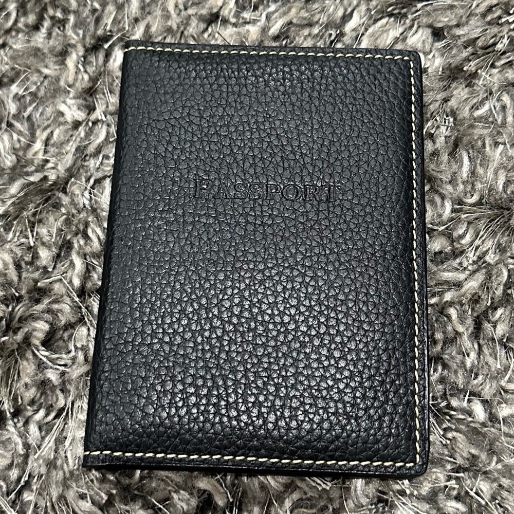 Dooney & Bourke Black Pebble Grain Leather Passport Wallet